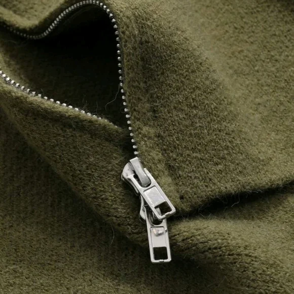 Zippered Standing Collar Cardigan - Picture 2 of 5